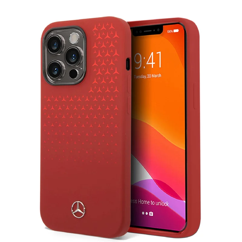 iPhone 14 Pro Max - Silicone Red Case Gradient Star Pattern Vertical - Mercedes-Benz