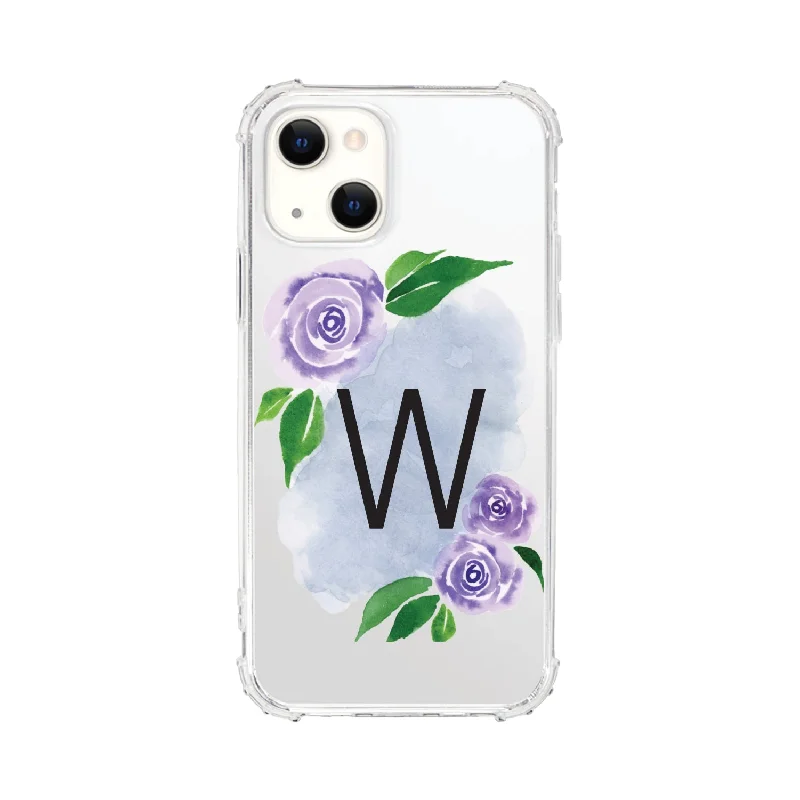 OTM Monogram iPhone 13 Clear Tough Edge Phone Case, Floral San Serif - Q