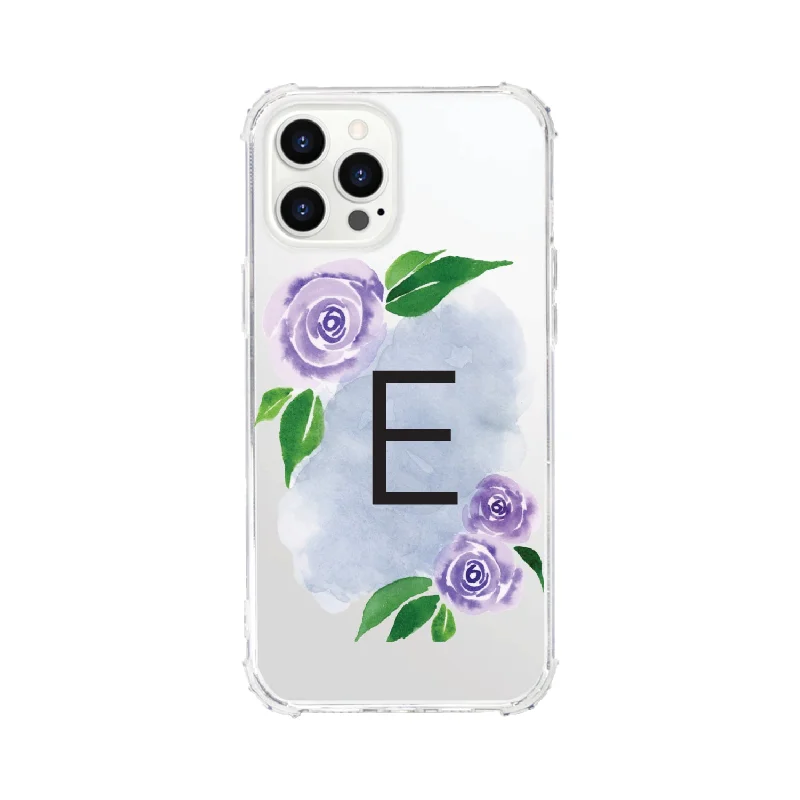 OTM Monogram iPhone 13 Pro Clear Tough Edge Phone Case, Floral San Serif - L