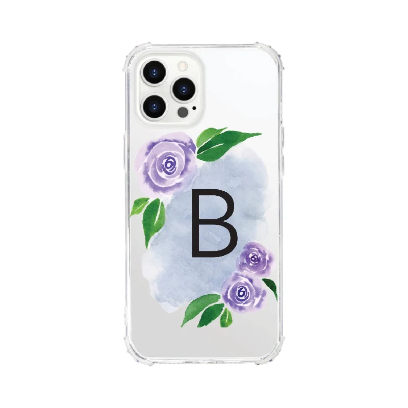 OTM Monogram iPhone 13 Pro Max Clear Tough Edge Phone Case, Floral San Serif - F