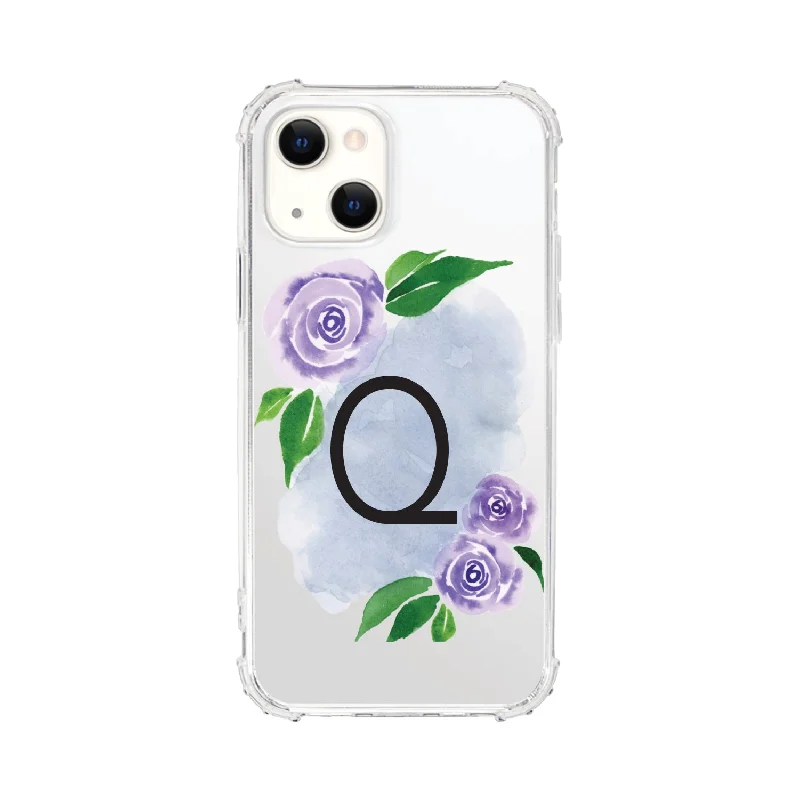 OTM Monogram iPhone 14 Clear Tough Edge Phone Case, Floral San Serif - G