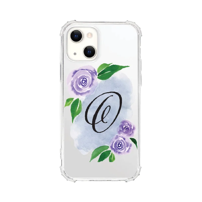 OTM Monogram iPhone 13 Clear Tough Edge Phone Case, Floral Script - D