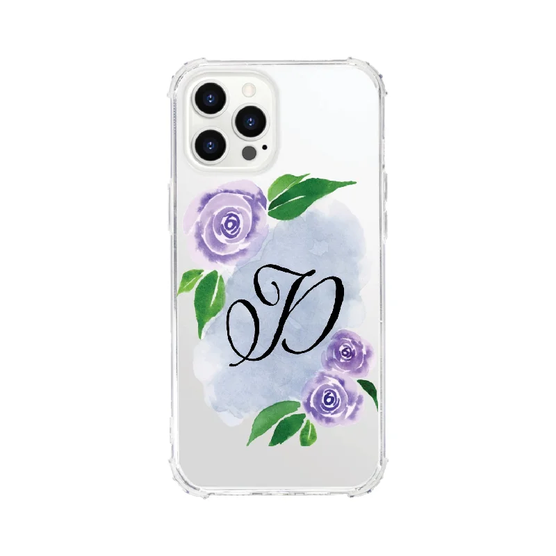 OTM Monogram iPhone 13 Pro Clear Tough Edge Phone Case, Floral Script - S