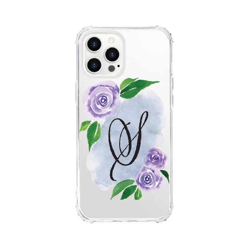 OTM Monogram iPhone 13 Pro Max Clear Tough Edge Phone Case, Floral Script - O