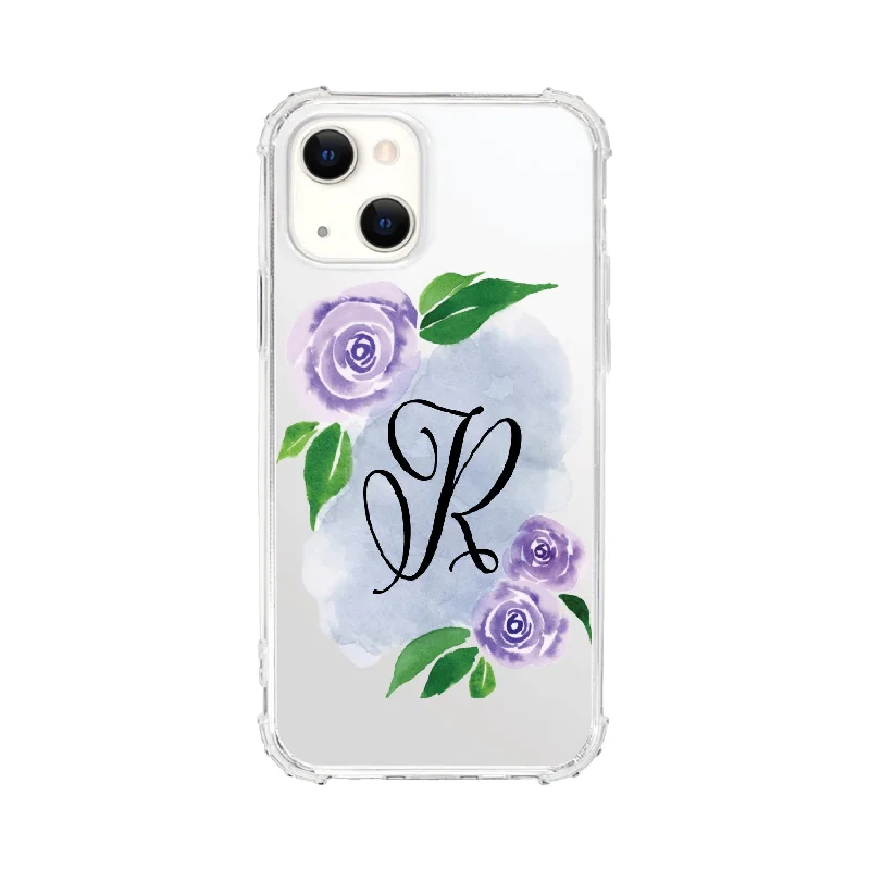 OTM Monogram iPhone 14 Clear Tough Edge Phone Case, Floral Script - G