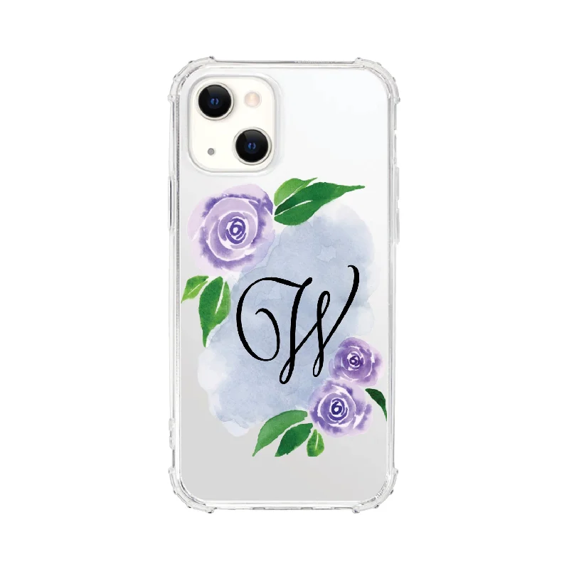 OTM Monogram iPhone 14 Plus Clear Tough Edge Phone Case, Floral Script - S