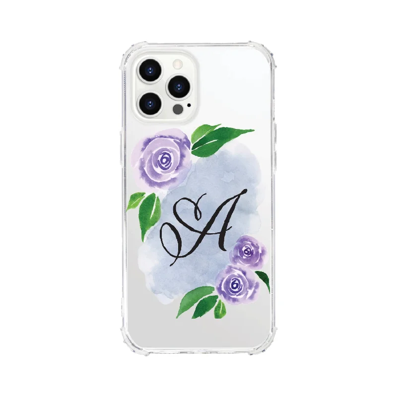 OTM Monogram iPhone 14 Pro Clear Tough Edge Phone Case, Floral Script - S