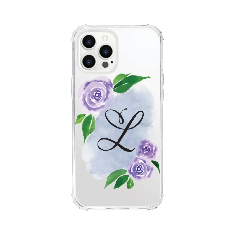 OTM Monogram iPhone 14 Pro Max Clear Tough Edge Phone Case, Floral Script - Z