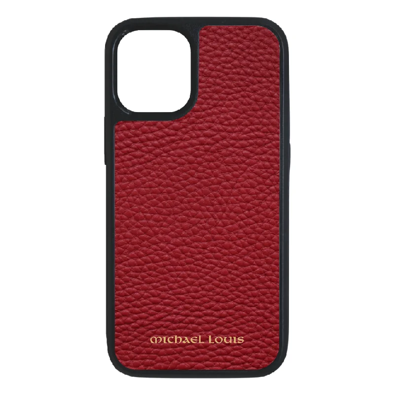 Red Pebbled Leather iPhone 13 Case