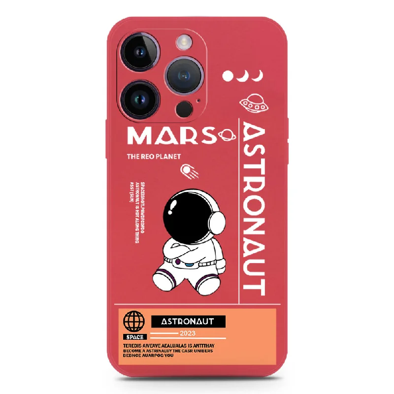 Astronaut Series Soft Phone Case - Silica Gel Case - Dark Red - iPhone 14 Pro Max