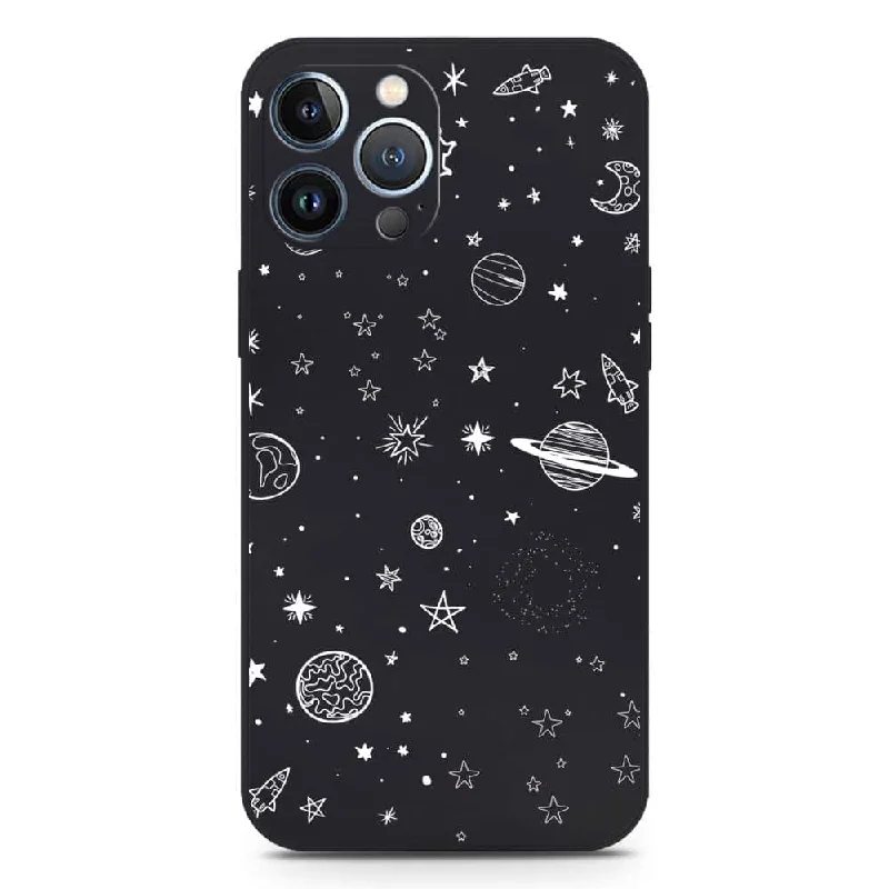 Stardust Dreams Design Soft Phone Case - Silica Gel Case - Black - iPhone 13 Pro