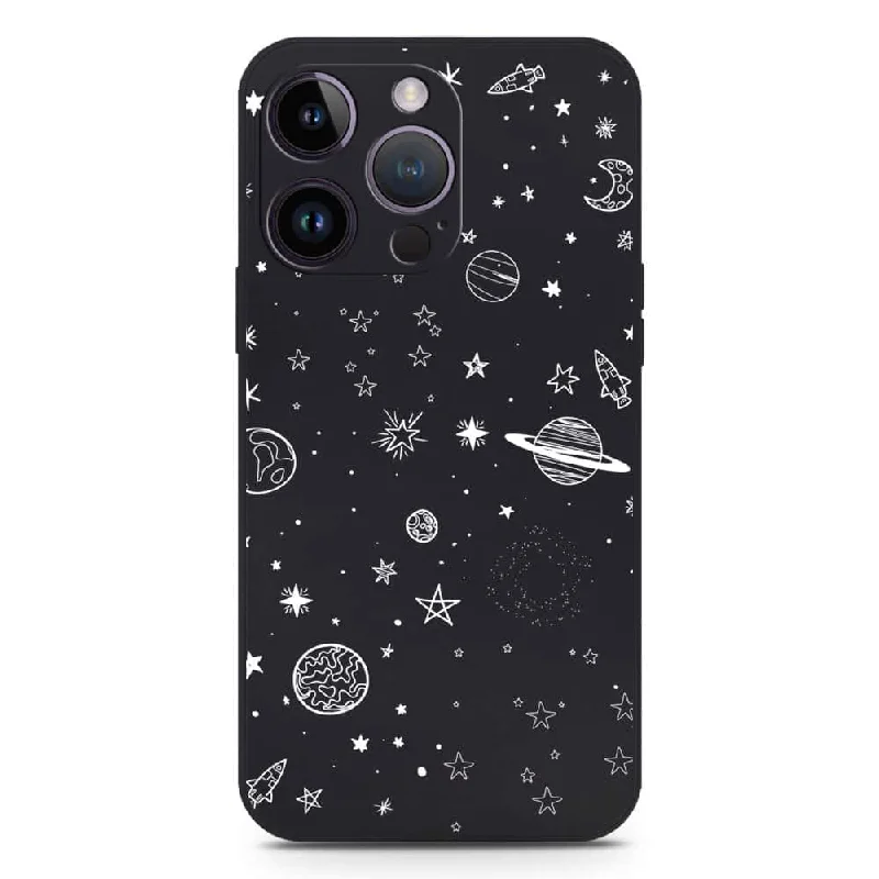 Stardust Dreams Design Soft Phone Case - Silica Gel Case - Black - iPhone 14 Pro Max