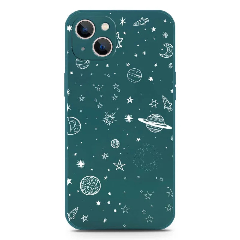 Stardust Dreams Design Soft Phone Case - Silica Gel Case - Darkgreen - iPhone 13 Mini