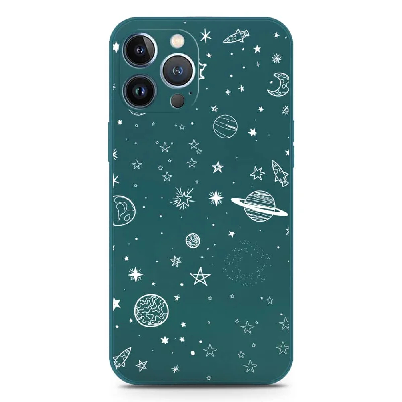 Stardust Dreams Design Soft Phone Case - Silica Gel Case - Darkgreen - iPhone 13 Pro Max