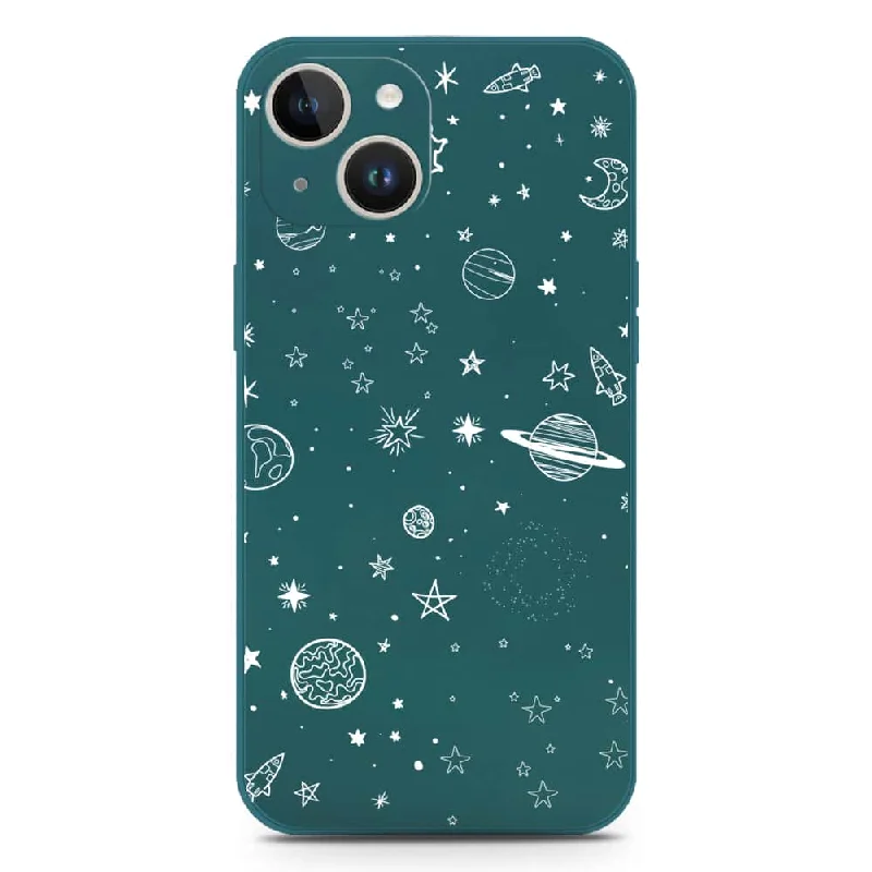 Stardust Dreams Design Soft Phone Case - Silica Gel Case - Darkgreen - iPhone 14