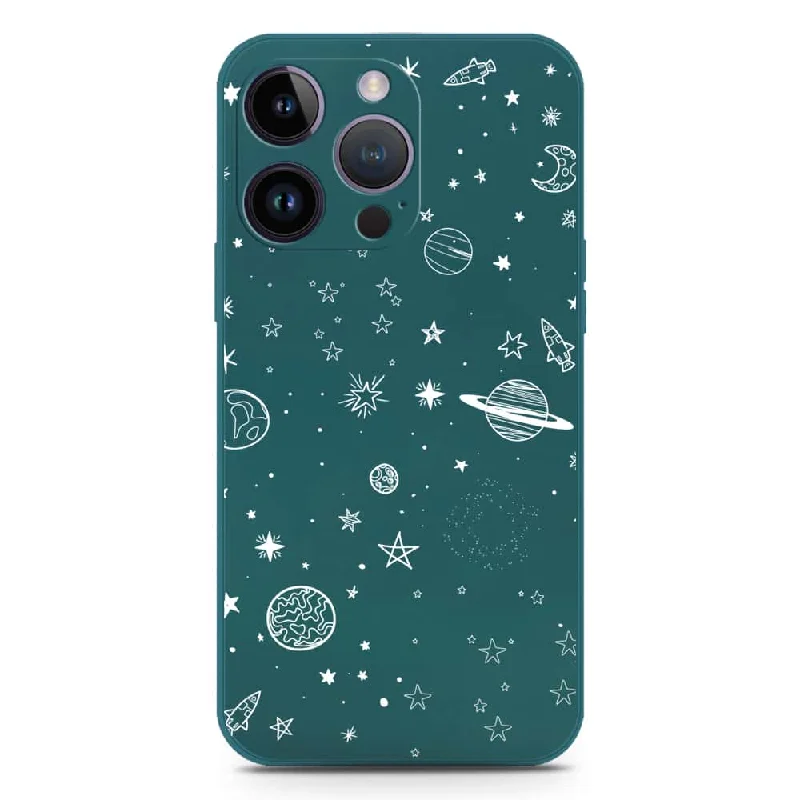 Stardust Dreams Design Soft Phone Case - Silica Gel Case - Darkgreen - iPhone 14 Plus