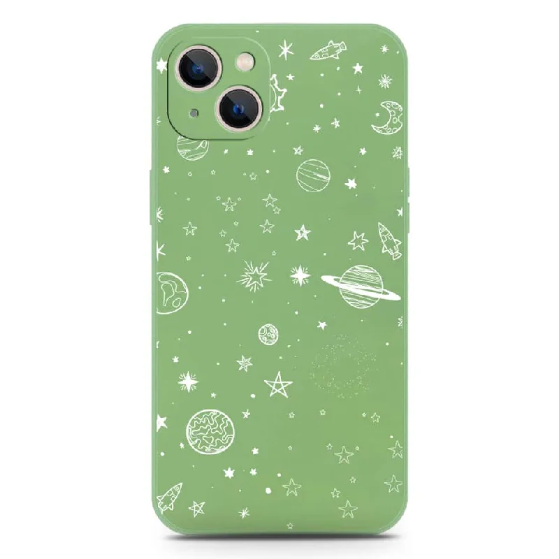 Stardust Dreams Design Soft Phone Case - Silica Gel Case - LightGreen - iPhone 13 Mini