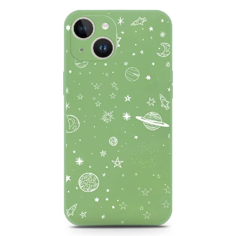 Stardust Dreams Design Soft Phone Case - Silica Gel Case - LightGreen - iPhone 14