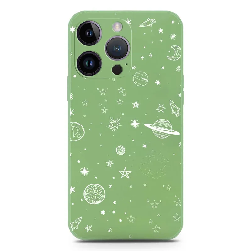 Stardust Dreams Design Soft Phone Case - Silica Gel Case - LightGreen - iPhone 14 Pro Max