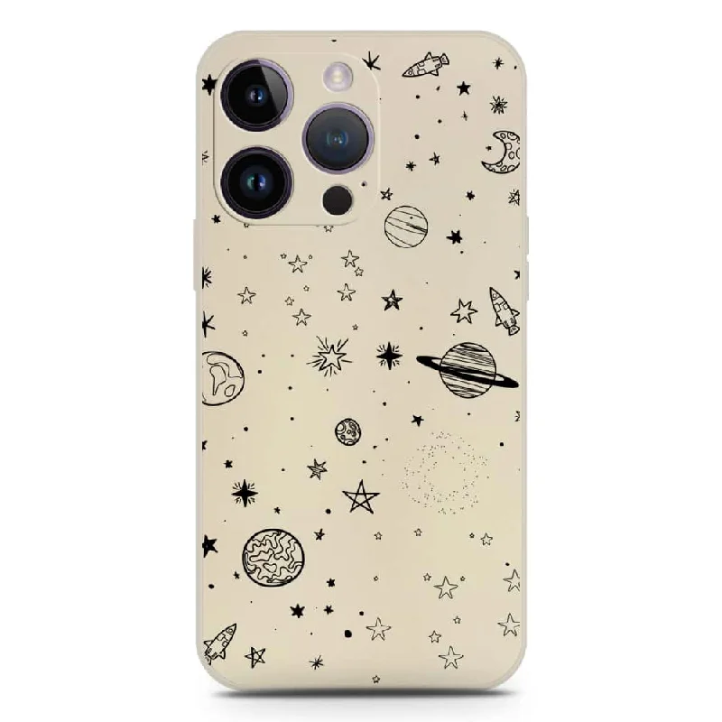 Stardust Dreams Design Soft Phone Case - Silica Gel Case - Offwhite - iPhone 14 Pro