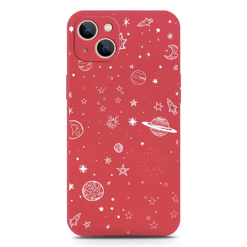 Stardust Dreams Design Soft Phone Case - Silica Gel Case - Red - iPhone 13 Mini