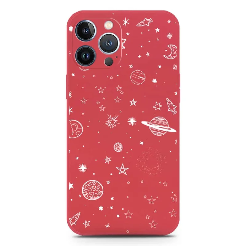 Stardust Dreams Design Soft Phone Case - Silica Gel Case - Red - iPhone 13 Pro Max