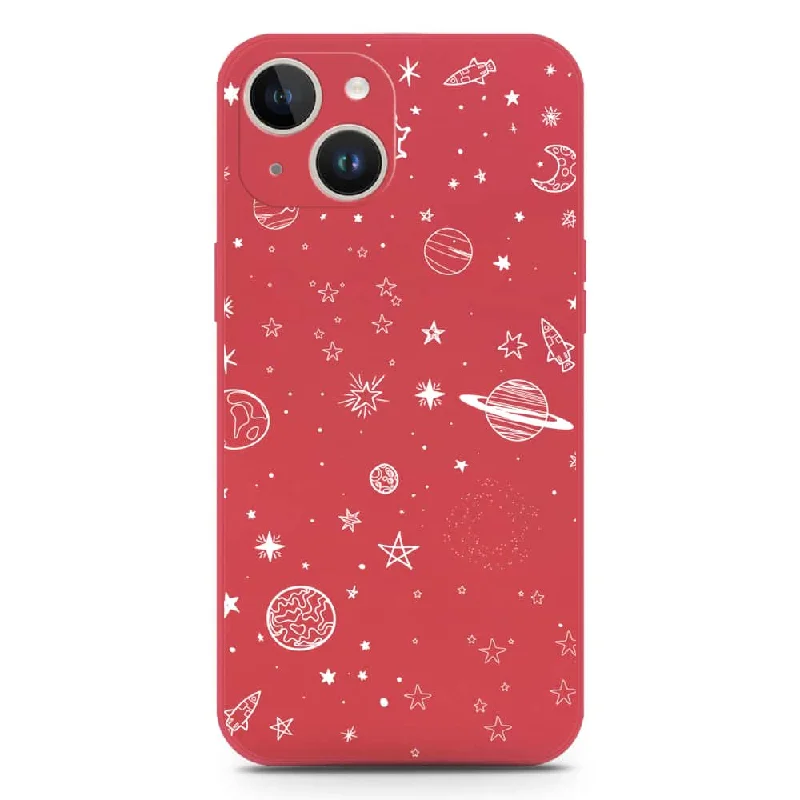 Stardust Dreams Design Soft Phone Case - Silica Gel Case - Red - iPhone 14